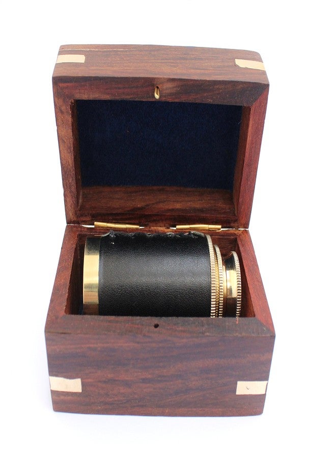 THOR INSTRUMENTS 6" Nautical Handheld Pirate Brass Telescope with Anchor on Wooden Box, Sailor Home Decor Rustic Vintage Home Decor Gifts - Image 5